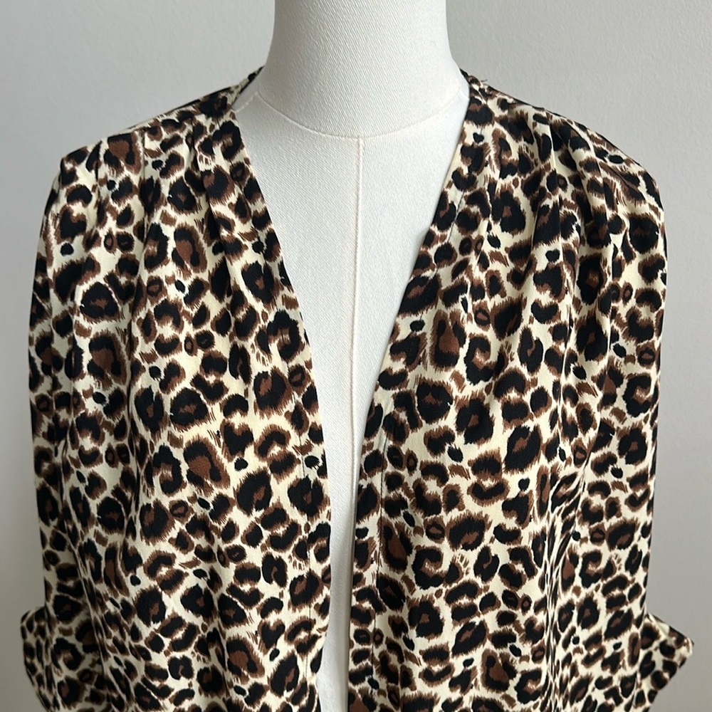 Lightweight Oversized Leopard‎ Print Kimono Mobwife Resortwear Layering Top S - Picture 3 of 8